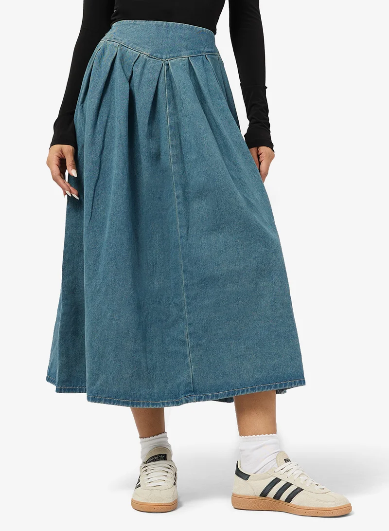 Ginger  Denim A Line Maxi Skirt for Women | Best Price UAE